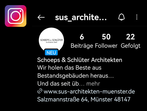 Neue Präsenz auf Instagram - Schoeps & Schlueter Architekten Münster